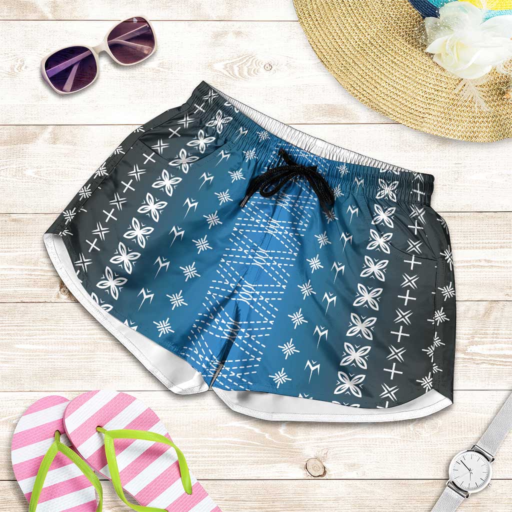 Blue Samoa Malu Tattoo Inspired Shorts for Women