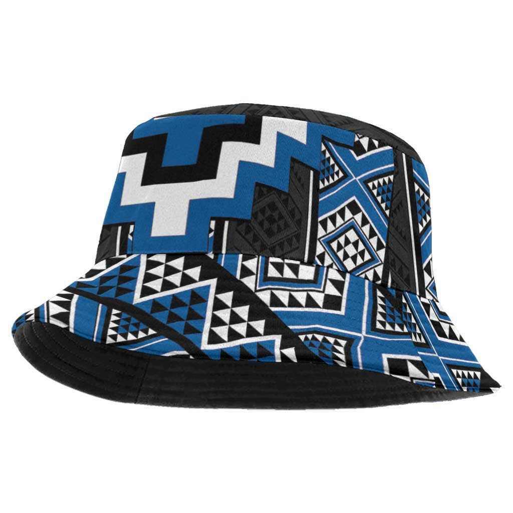 Blue Taniko Aotearoa Bucket Hat Niho Taniwha Mix Poutama LT14