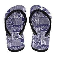 Blue Tonga Kilisimasi Fiefia Flip Flops Pacific Patchwork Xmas Vibes - Polynesian Pride