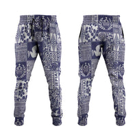 Blue Tonga Kilisimasi Fiefia Jogger Pants Pacific Patchwork Xmas Vibes - Polynesian Pride