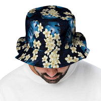 Blue Tropical Hawaii Bucket Hat Seamless Monstera Plumeria Hawaiian Pattern - Polynesian Pride