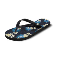 Blue Tropical Hawaii Flip Flops Seamless Monstera Plumeria Hawaiian Pattern - Polynesian Pride