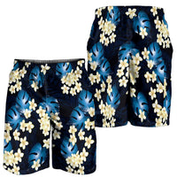 Blue Tropical Hawaii Shorts for Men Seamless Monstera Plumeria Hawaiian Pattern - Polynesian Pride