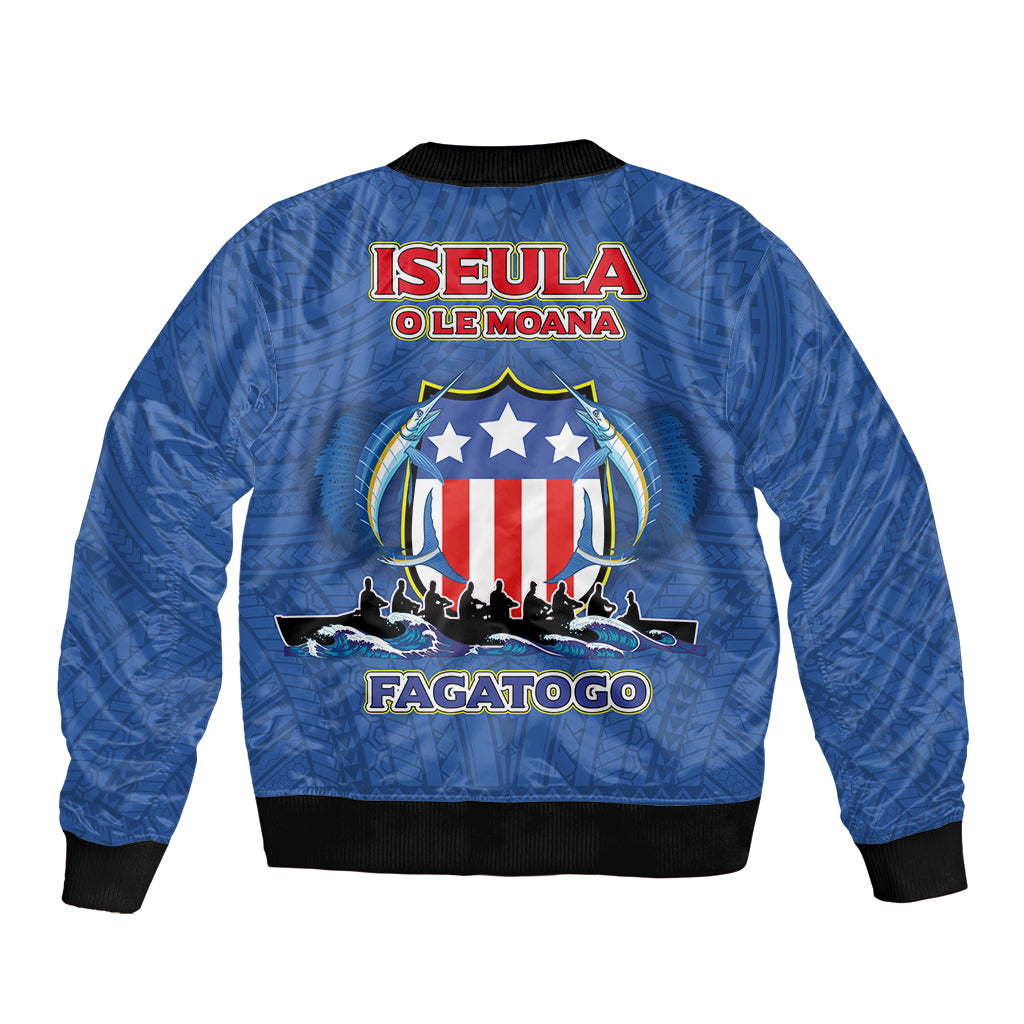 American Samoa Bomber Jacket Iseula o le Moana of Fagatogo Pride Blue Color LT03