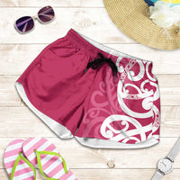 Breast Cancer Awareness Maori Shorts for Women Koru Kowhaiwhai - Polynesian Pride