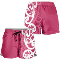 Breast Cancer Awareness Maori Shorts for Women Koru Kowhaiwhai - Polynesian Pride