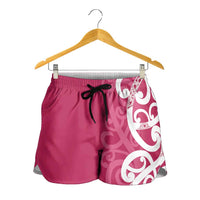 Breast Cancer Awareness Maori Shorts for Women Koru Kowhaiwhai - Polynesian Pride