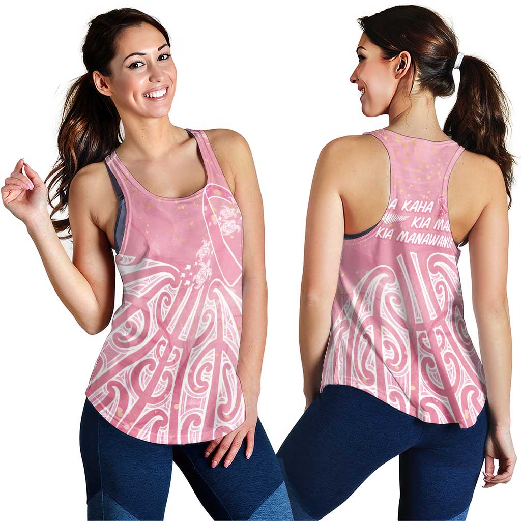 Breast Cancer Awareness Maori Women Racerback Tank Kia Kaha Kia Maia Kia Manawanui - Polynesian Pride