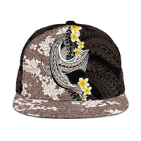 Brown and Black Hawaii Shark Tattoo Snapback Cap Puakenikeni Lei Plumeria Polynesian Pattern - Polynesian Pride