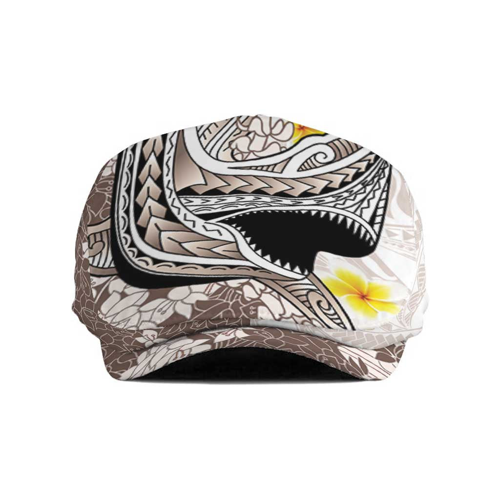 Brown and White Hawaii Shark Tattoo Jeff Hat Puakenikeni Lei Plumeria Polynesian Pattern - Polynesian Pride