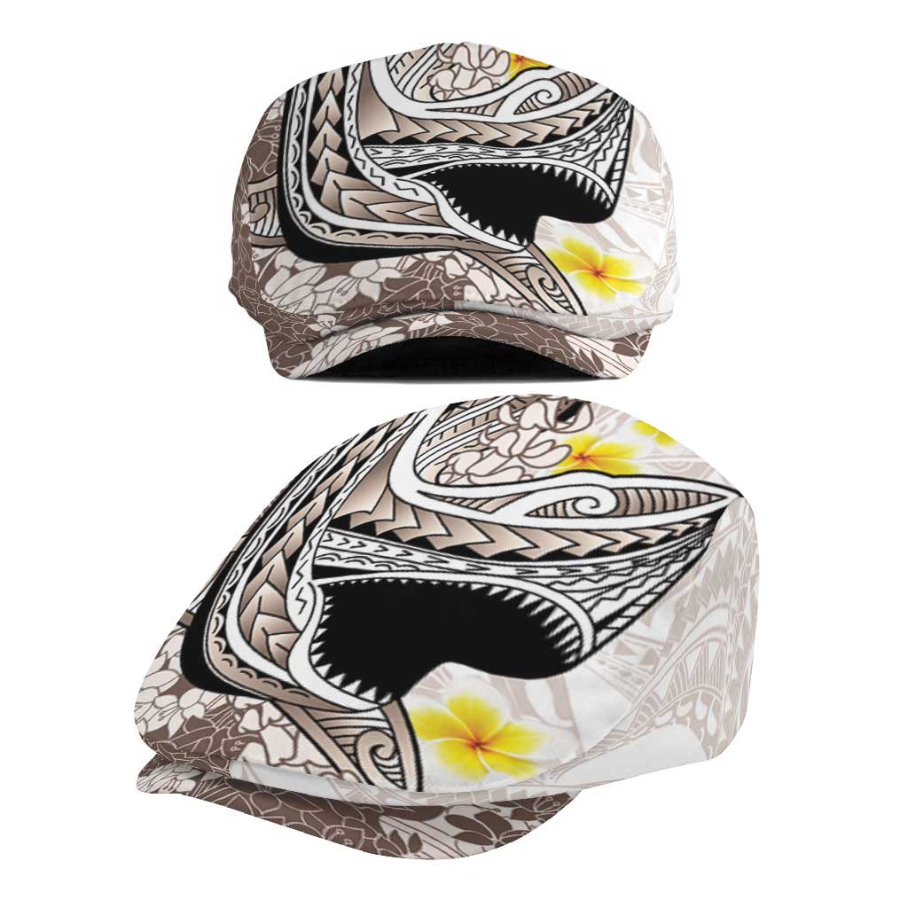 Brown and White Hawaii Shark Tattoo Jeff Hat Puakenikeni Lei Plumeria Polynesian Pattern - Polynesian Pride