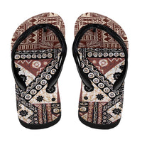 Brown Bula Fiji Flip Flops Unique Masi Tapa Pattern - Polynesian Pride