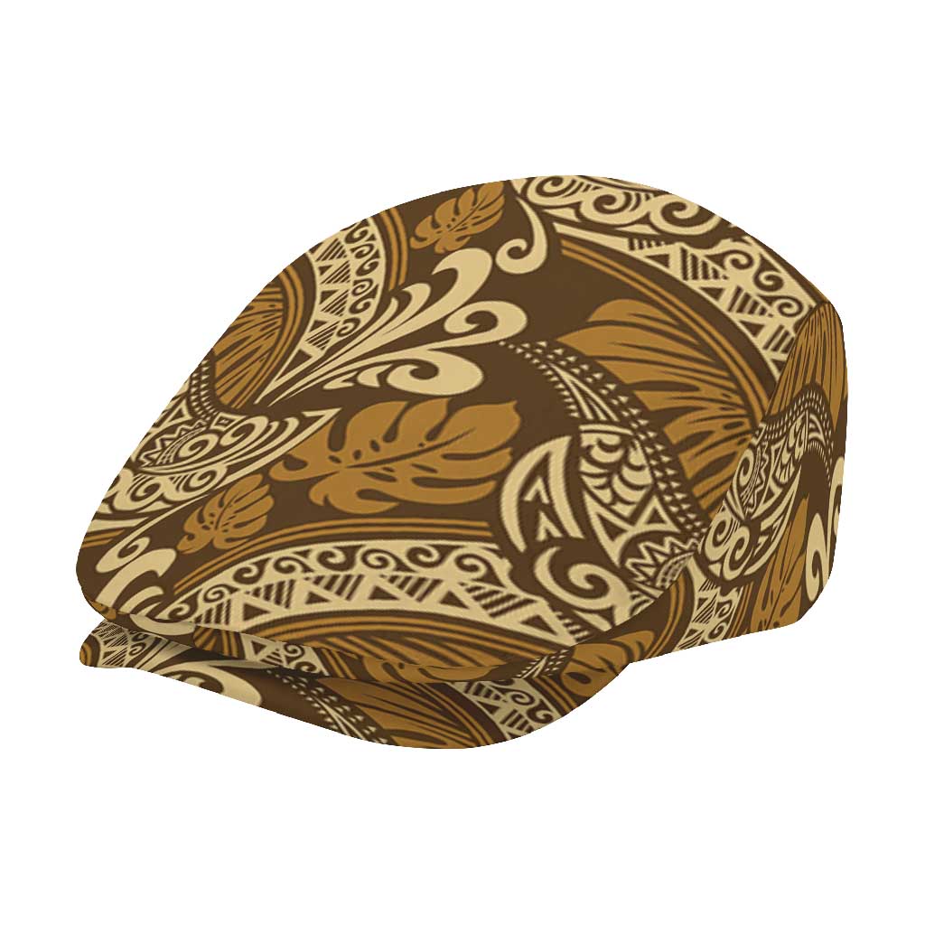 Brown Gold Monstera Jeff Hat Polynesian Tribal Pattern LT01 - Polynesian Pride
