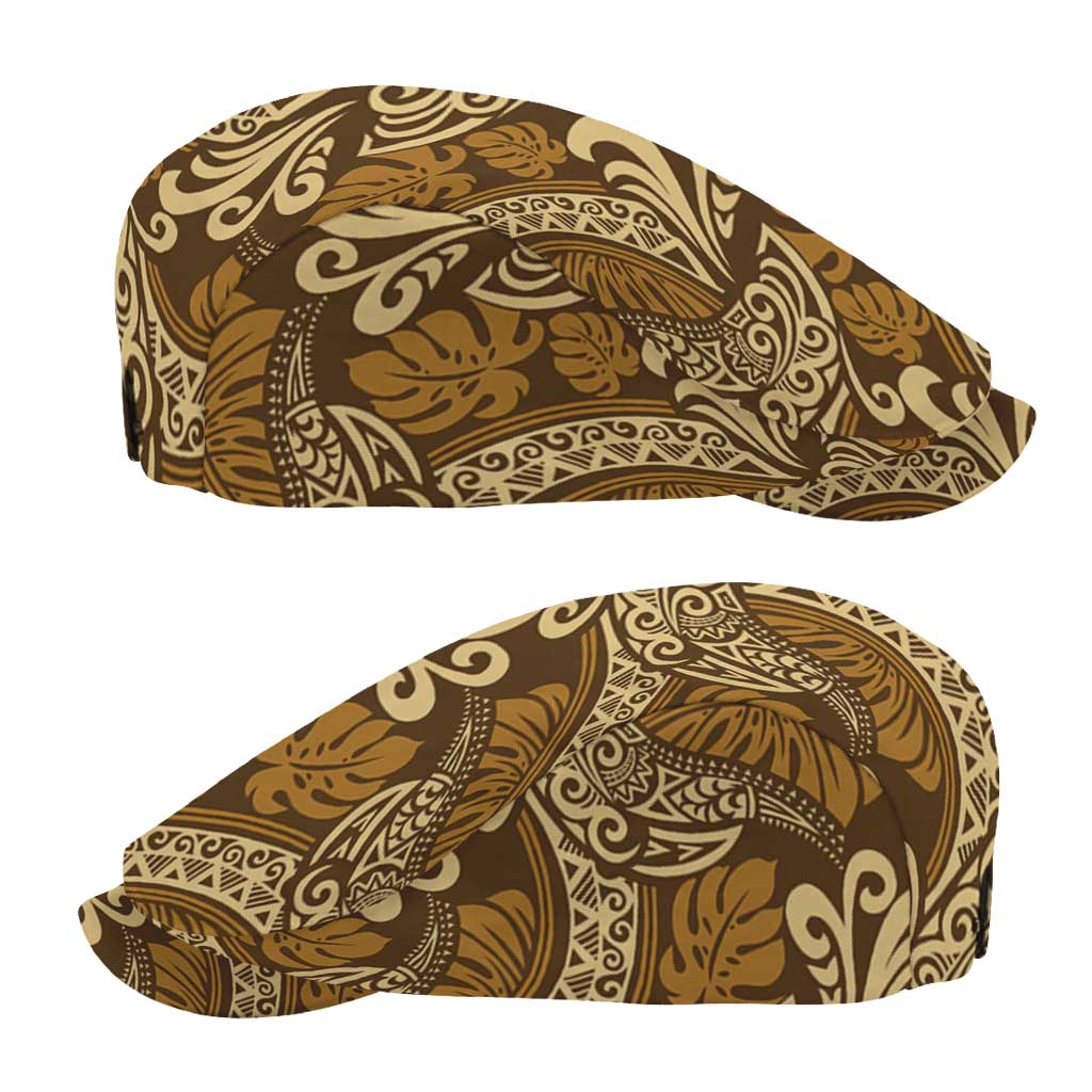 Brown Gold Monstera Jeff Hat Polynesian Tribal Pattern LT01 - Polynesian Pride