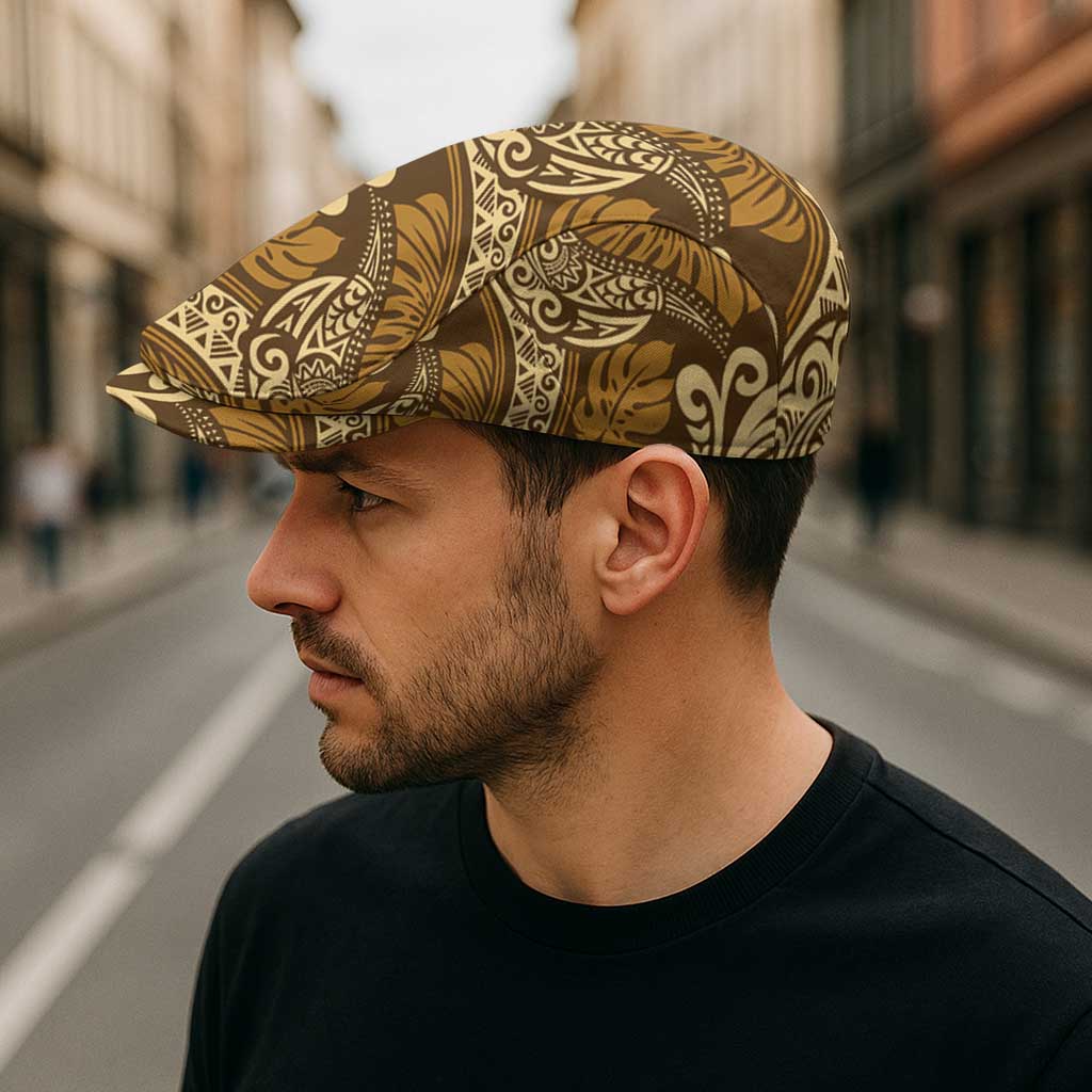 Brown Gold Monstera Jeff Hat Polynesian Tribal Pattern LT01 - Polynesian Pride