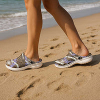 Brown Hawaii Palaka Honohono Pikake Clogs Shoes Hawaiian Orchid Lei Polynesian Pattern - Polynesian Pride