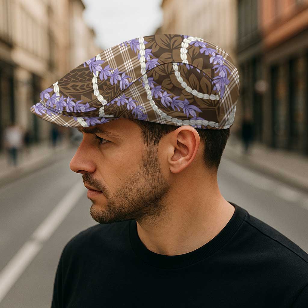 Brown Hawaii Palaka Honohono Pikake Jeff Hat Hawaiian Orchid Lei Polynesian Pattern LT14 - Polynesian Pride