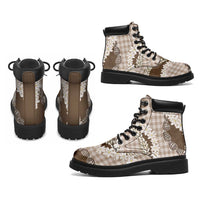 Brown Hawaii Tiare and Shell Lei All Season Boots Hawaiian Palaka Luxury Vibes LT14 - Polynesian Pride