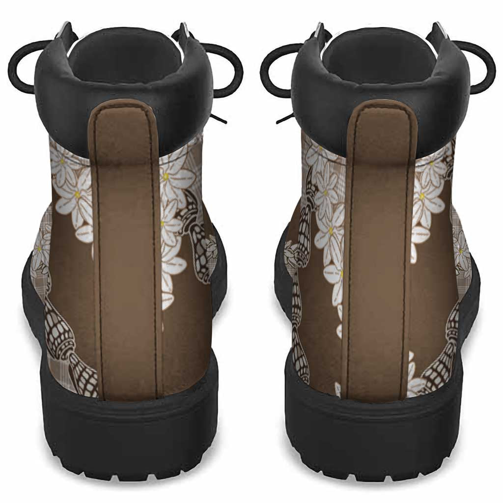 Brown Hawaii Tiare and Shell Lei All Season Boots Hawaiian Palaka Luxury Vibes LT14 - Polynesian Pride