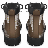 Brown Hawaii Tiare and Shell Lei All Season Boots Hawaiian Palaka Luxury Vibes LT14 - Polynesian Pride