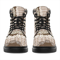 Brown Hawaii Tiare and Shell Lei All Season Boots Hawaiian Palaka Luxury Vibes LT14 - Polynesian Pride