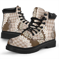 Brown Hawaii Tiare and Shell Lei All Season Boots Hawaiian Palaka Luxury Vibes LT14 - Polynesian Pride