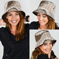 Brown Hawaii Tiare and Shell Lei Bucket Hat Hawaiian Palaka Luxury Vibes LT14 - Polynesian Pride