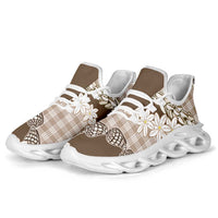 Brown Hawaii Tiare and Shell Lei Clunky Sneakers Hawaiian Palaka Luxury Vibes LT14 - Polynesian Pride