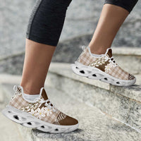 Brown Hawaii Tiare and Shell Lei Clunky Sneakers Hawaiian Palaka Luxury Vibes LT14 - Polynesian Pride