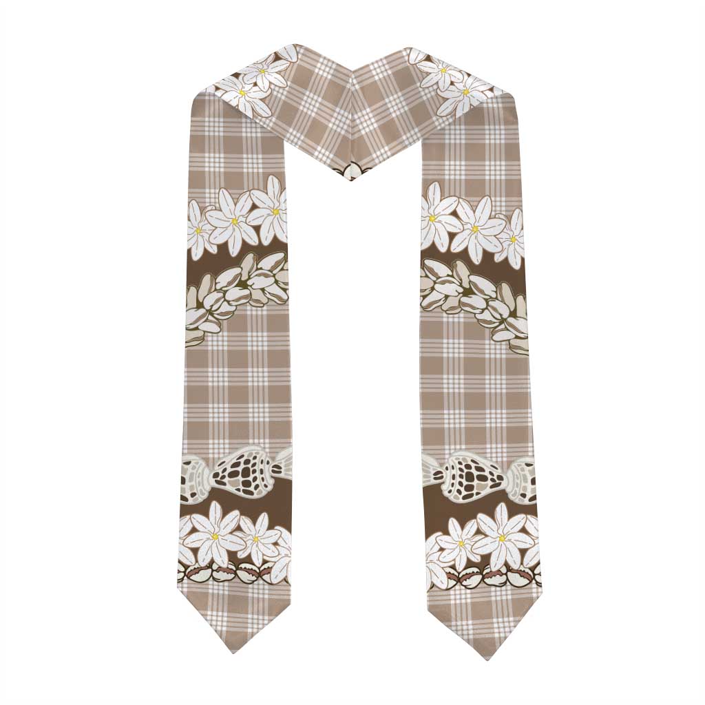 Brown Hawaii Tiare and Shell Lei Graduation Stole Hawaiian Palaka Luxury Vibes - Polynesian Pride