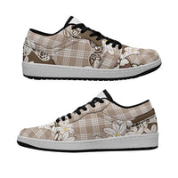 Brown Hawaii Tiare and Shell Lei Low Sneakers Hawaiian Palaka Luxury Vibes LT14 Brown - Polynesian Pride