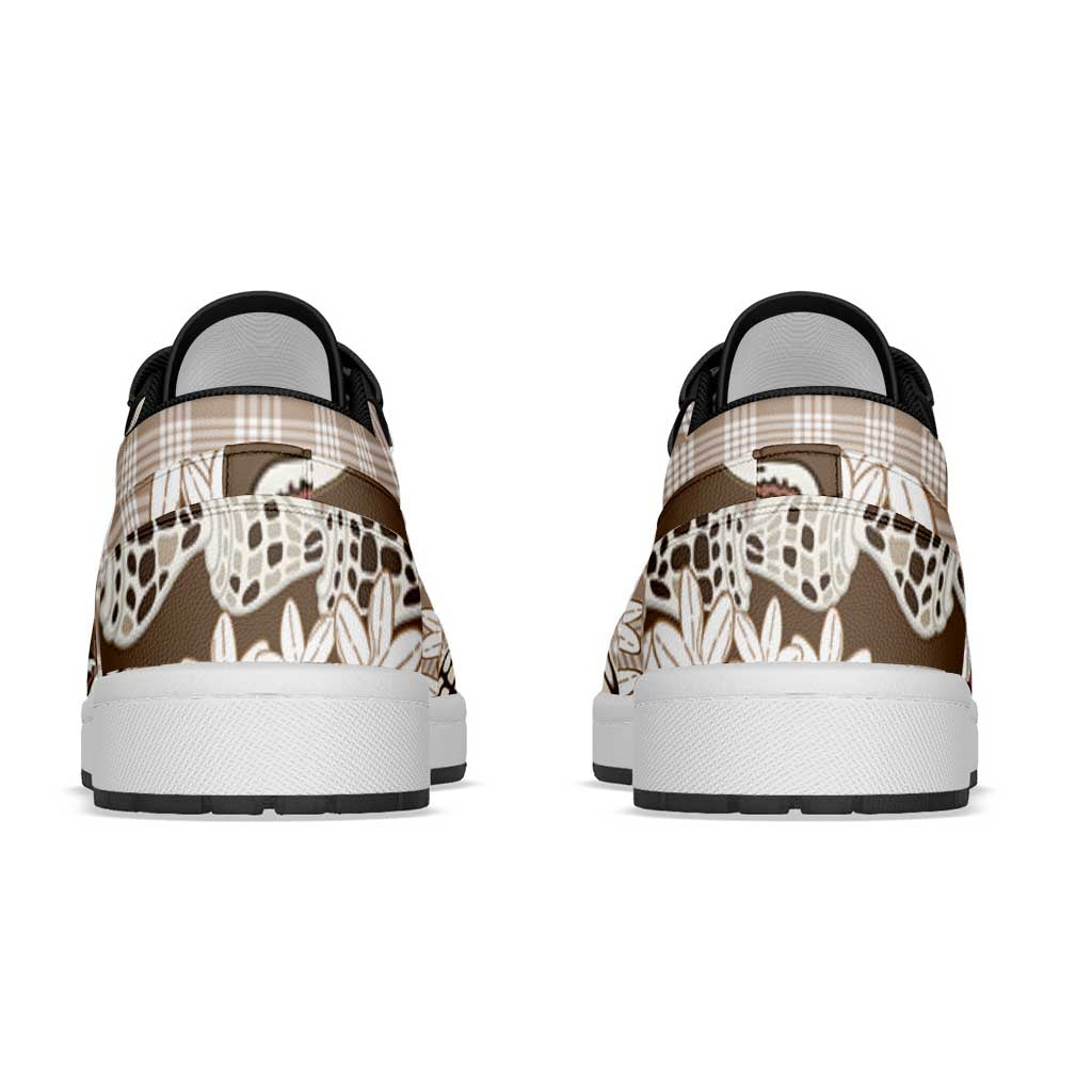 Brown Hawaii Tiare and Shell Lei Low Sneakers Hawaiian Palaka Luxury Vibes LT14 - Polynesian Pride