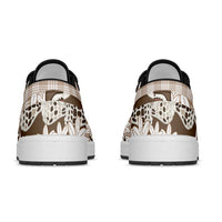 Brown Hawaii Tiare and Shell Lei Low Sneakers Hawaiian Palaka Luxury Vibes LT14 - Polynesian Pride