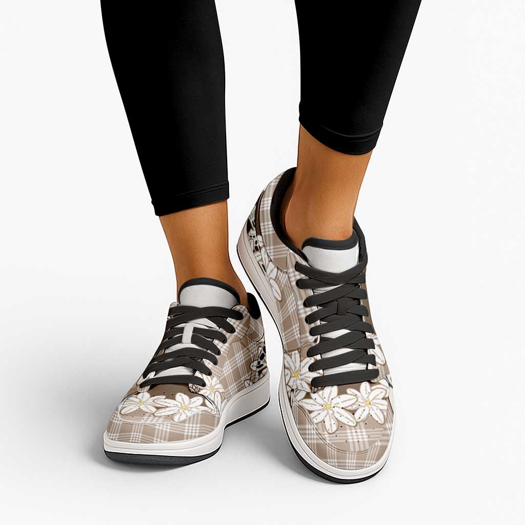 Brown Hawaii Tiare and Shell Lei Low Sneakers Hawaiian Palaka Luxury Vibes LT14 - Polynesian Pride