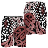 Brown New Zealand Shorts for Men Aotearoa Kowhaiwhai Mix Taniko Art LT14