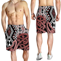 Brown New Zealand Shorts for Men Aotearoa Kowhaiwhai Mix Taniko Art LT14
