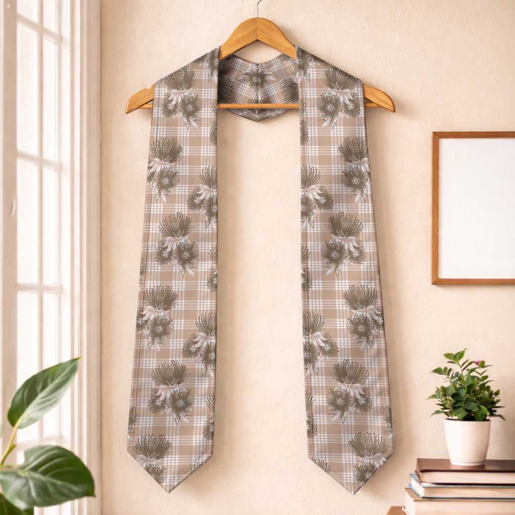 Brown Palaka Hawaii Graduation Stole Hawaiian Lehua Blossoms