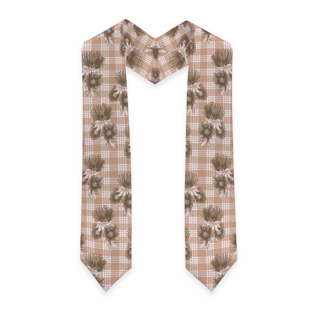 Brown Palaka Hawaii Graduation Stole Hawaiian Lehua Blossoms