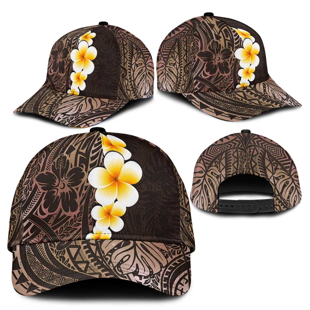 Brown Polynesia Classic Cap Plumeria Tropical Leaves With Galaxy Polynesian Art LT14