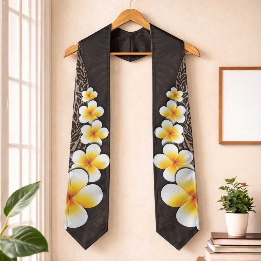 Brown Polynesia Graduation Stole Plumeria Tropical Leaves With Galaxy Polynesian Art