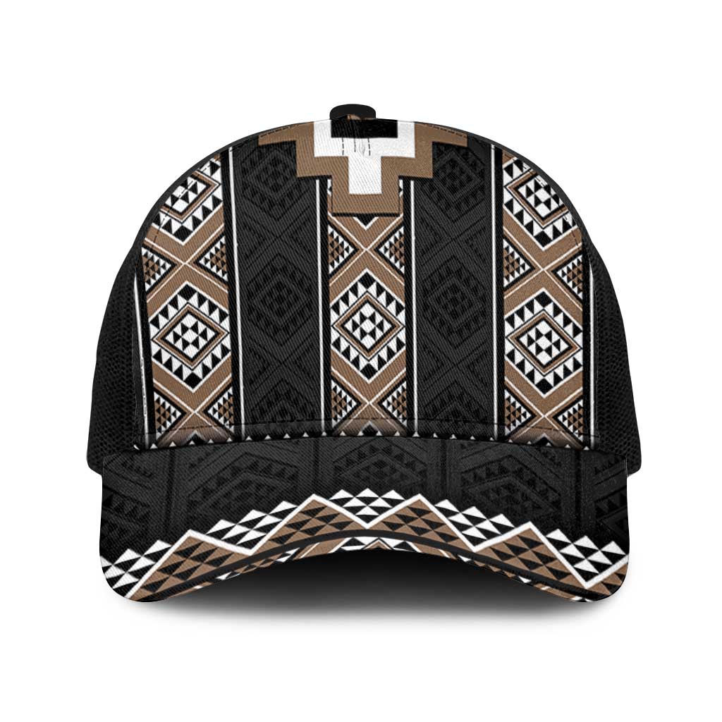Brown Taniko Aotearoa Baseball Net Cap Niho Taniwha Mix Poutama - Polynesian Pride