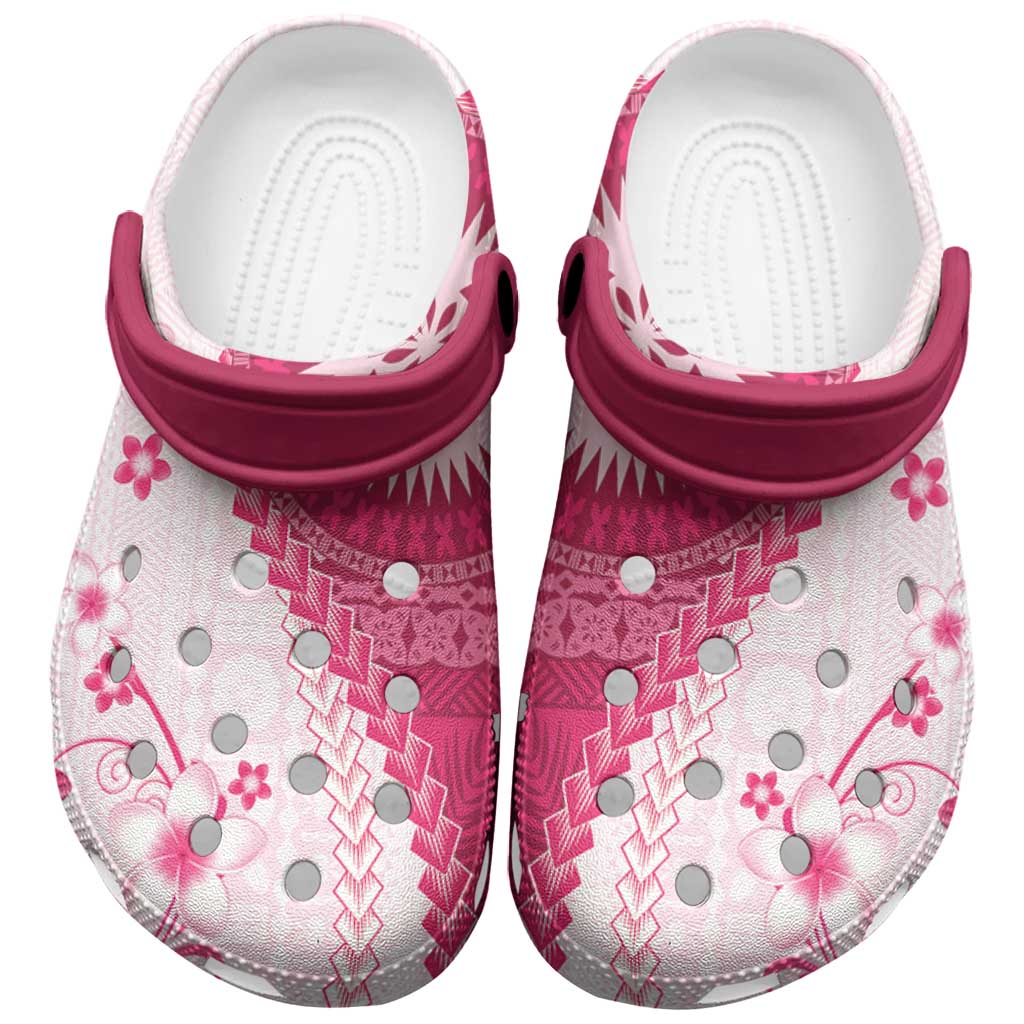 Bula Fiji Clogs Shoes Pink Plumeria Masi Tapa Pattern LT05 Pink - Polynesian Pride