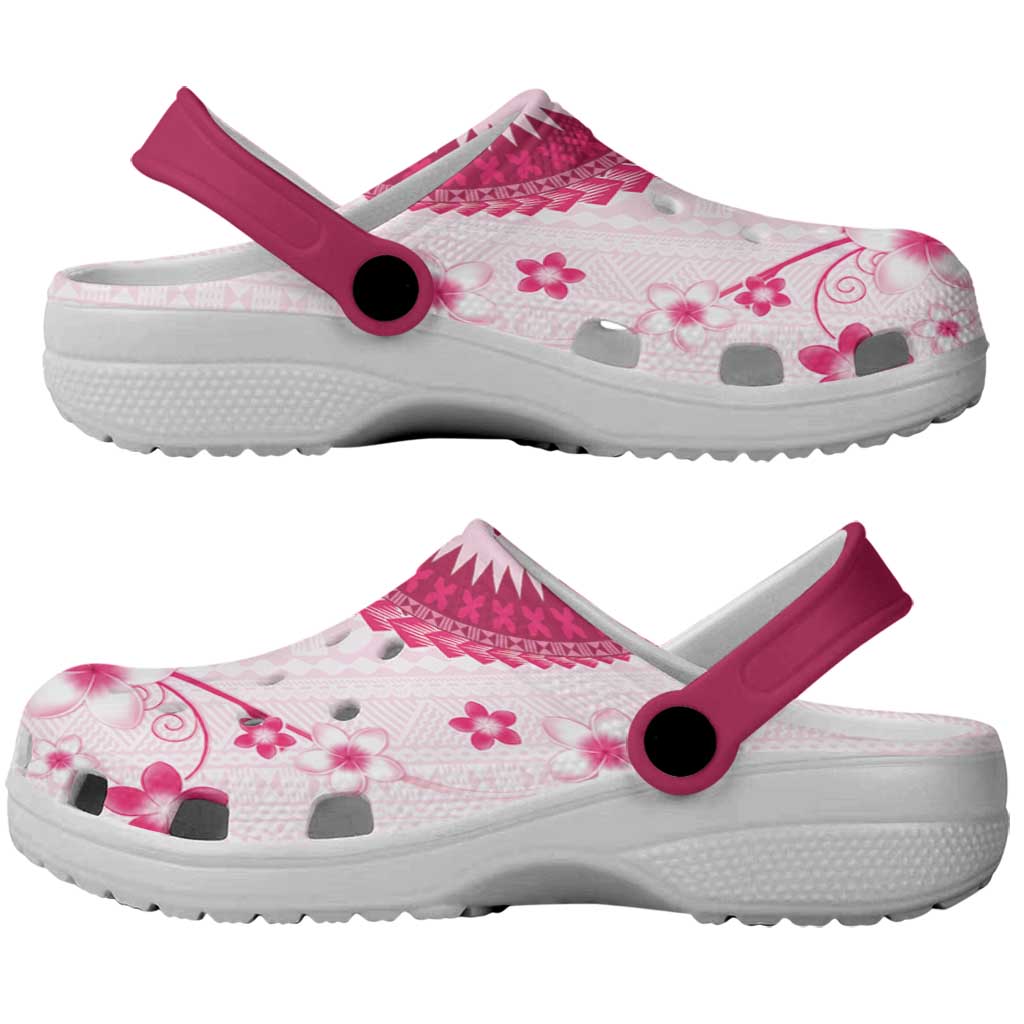Bula Fiji Clogs Shoes Pink Plumeria Masi Tapa Pattern LT05 - Polynesian Pride