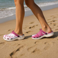 Bula Fiji Clogs Shoes Pink Plumeria Masi Tapa Pattern LT05 - Polynesian Pride