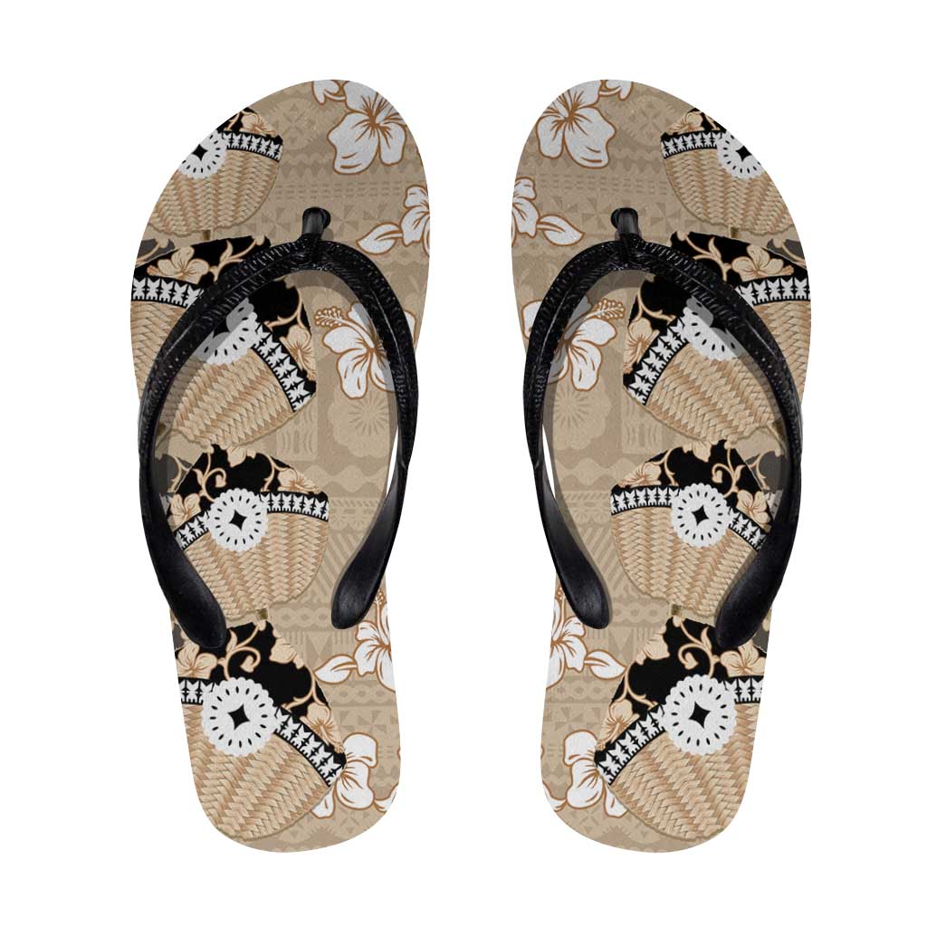 Bula Fiji Iri Buli Flip Flops Woven Fan With Fijian Tapa - Polynesian Pride