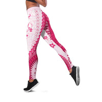 Bula Fiji Leggings Pink Plumeria Masi Tapa Pattern LT05 Pink - Polynesian Pride