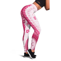 Bula Fiji Leggings Pink Plumeria Masi Tapa Pattern LT05 - Polynesian Pride