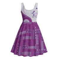 Bula Fiji Midi Dress Violet Plumeria Masi Tapa Pattern LT05 - Polynesian Pride