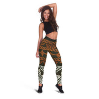 Bula Fiji Tapa Leggings Fijian Masi Vintage Vibes - Polynesian Pride
