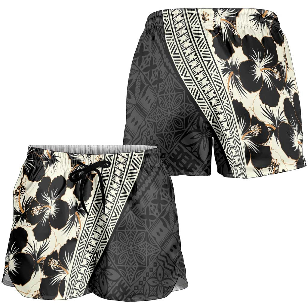 Bula Hibiscus Festival Shorts for Women Tapa Pattern Half Style - Polynesian Pride